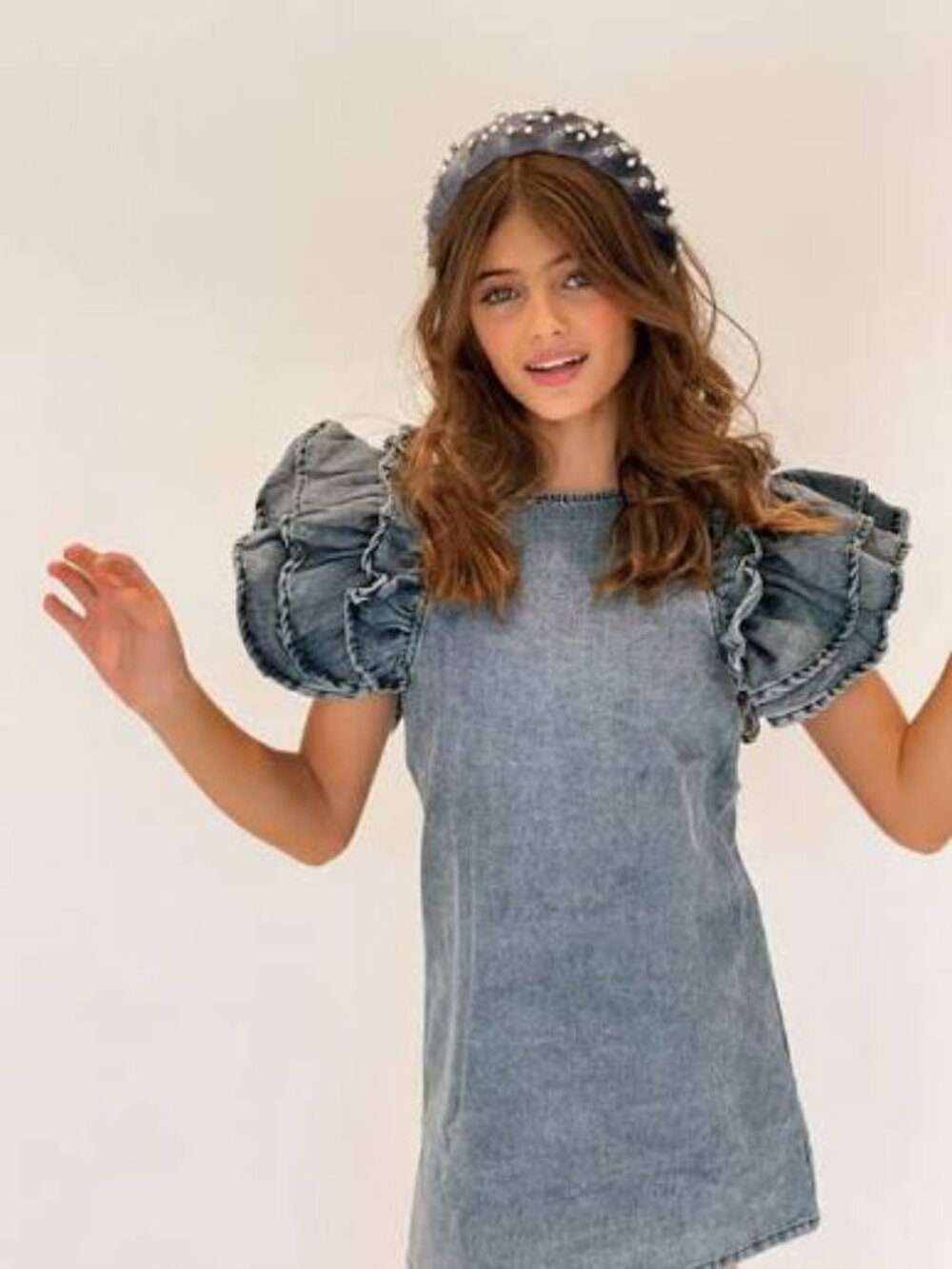 Lola + the Boys Denim Ruffle Dress